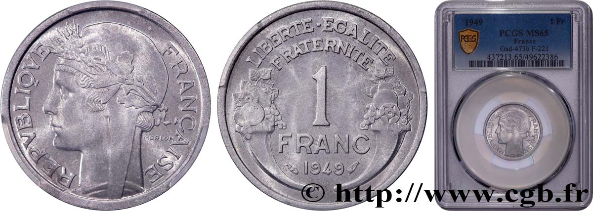 1 franc Morlon, légère 1949  F.221/15 FDC65 PCGS