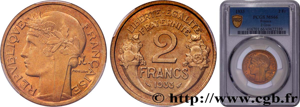 2 francs Morlon 1933  F.268/5 FDC66 PCGS