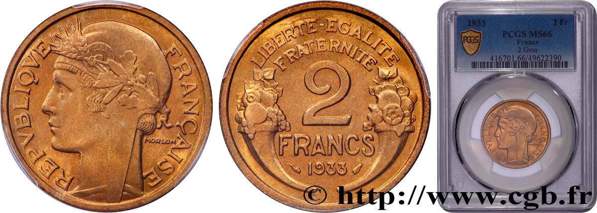 2 francs Morlon 1933  F.268/5 MS66 PCGS