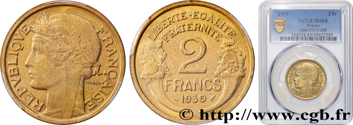 2 francs Morlon 1939  F.268/12 MS65 PCGS