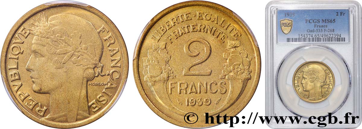 2 francs Morlon 1939  F.268/12 MS65 PCGS