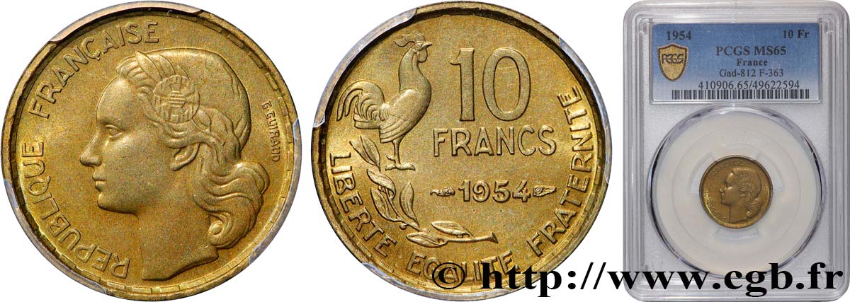 10 francs Guiraud 1954  F.363/10 MS65 PCGS