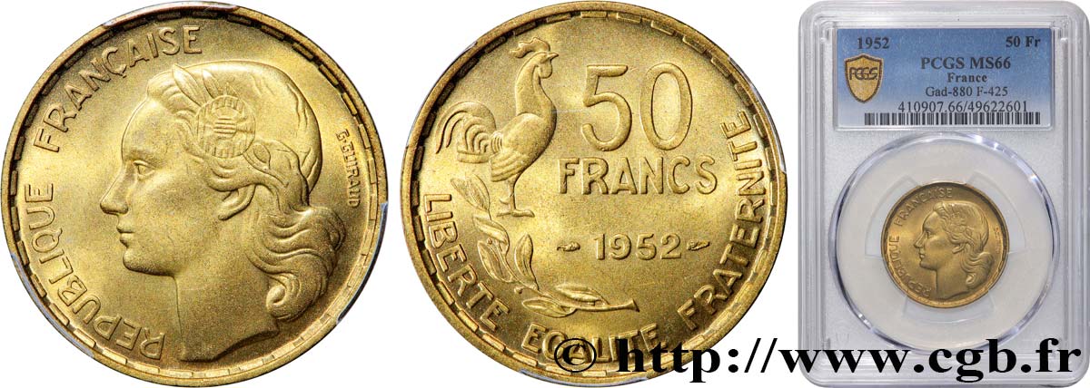 50 francs Guiraud 1952  F.425/8 MS66 PCGS