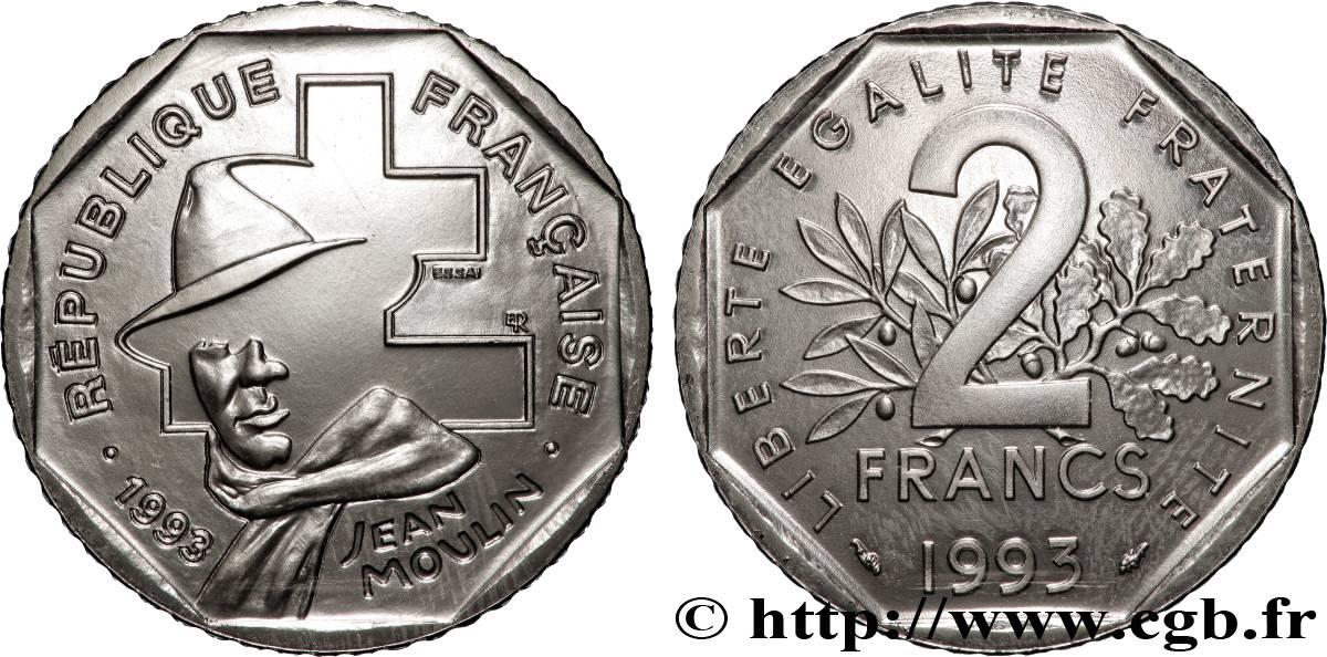 Essai de 2 francs Jean Moulin 1993  F.273/1 SPL+ 