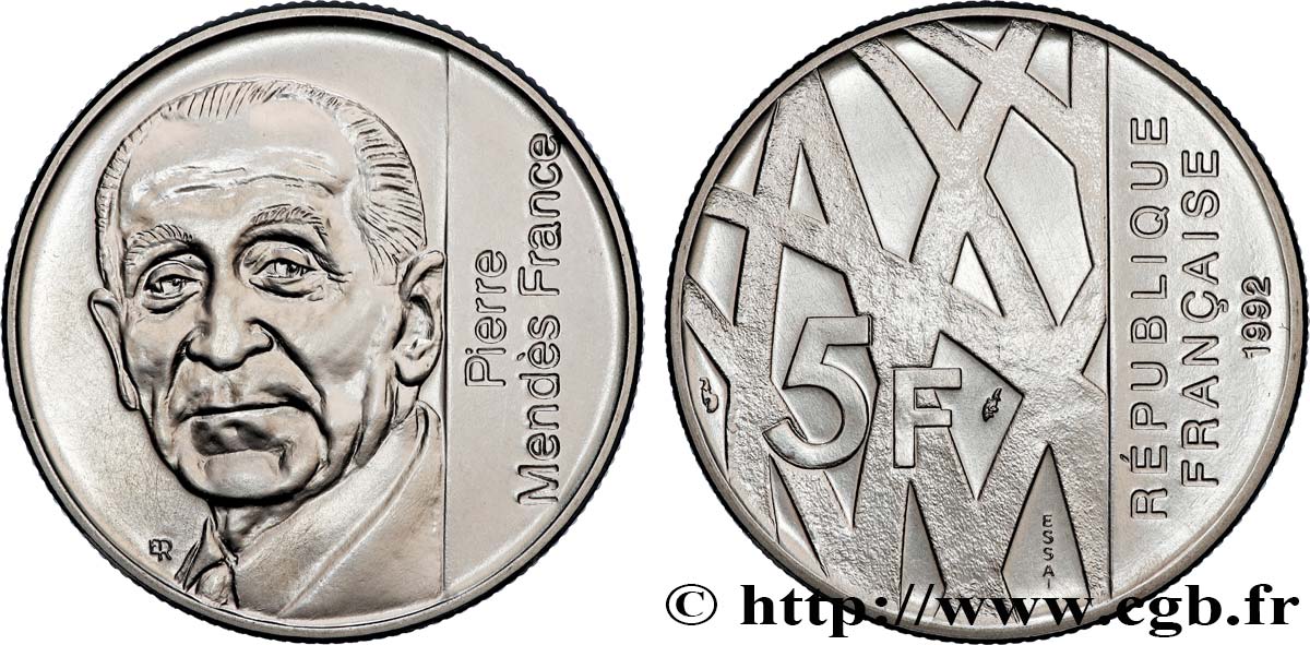 Essai de 5 francs Mendès-France 1992 Pessac F.343/1 SPL+ 