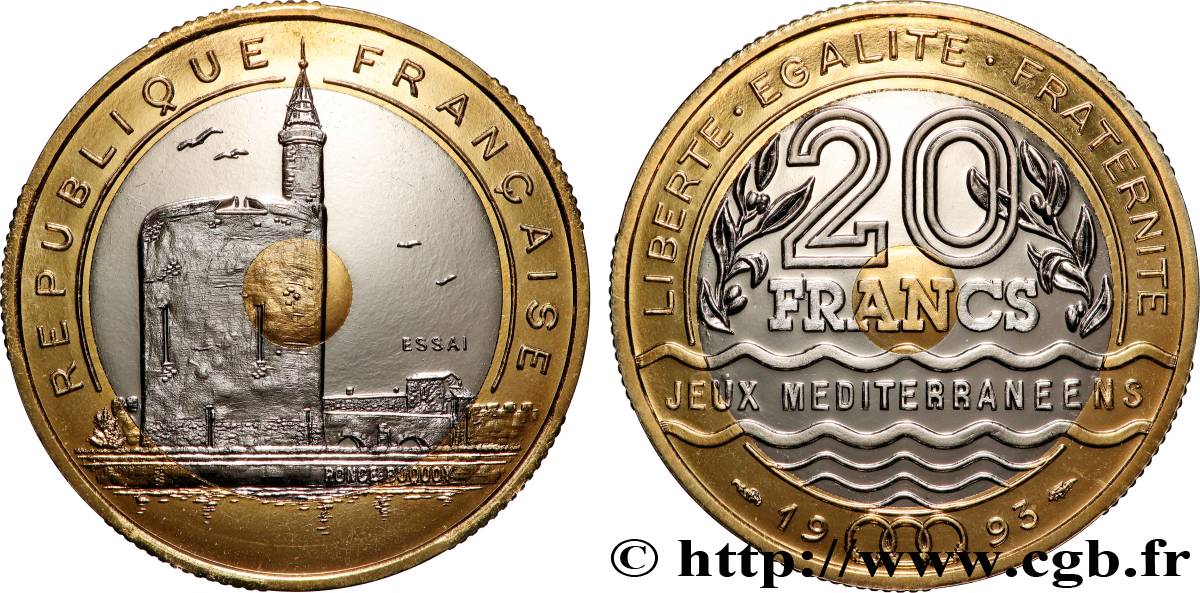 Essai de 20 francs Jeux Méditerranéens 1993 Pessac F.404/1 FDC 