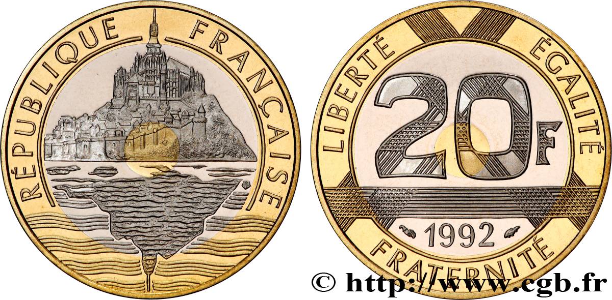 20 francs Mont Saint-Michel, Belle Épreuve 1992 Pessac F.403/2 var. FDC 