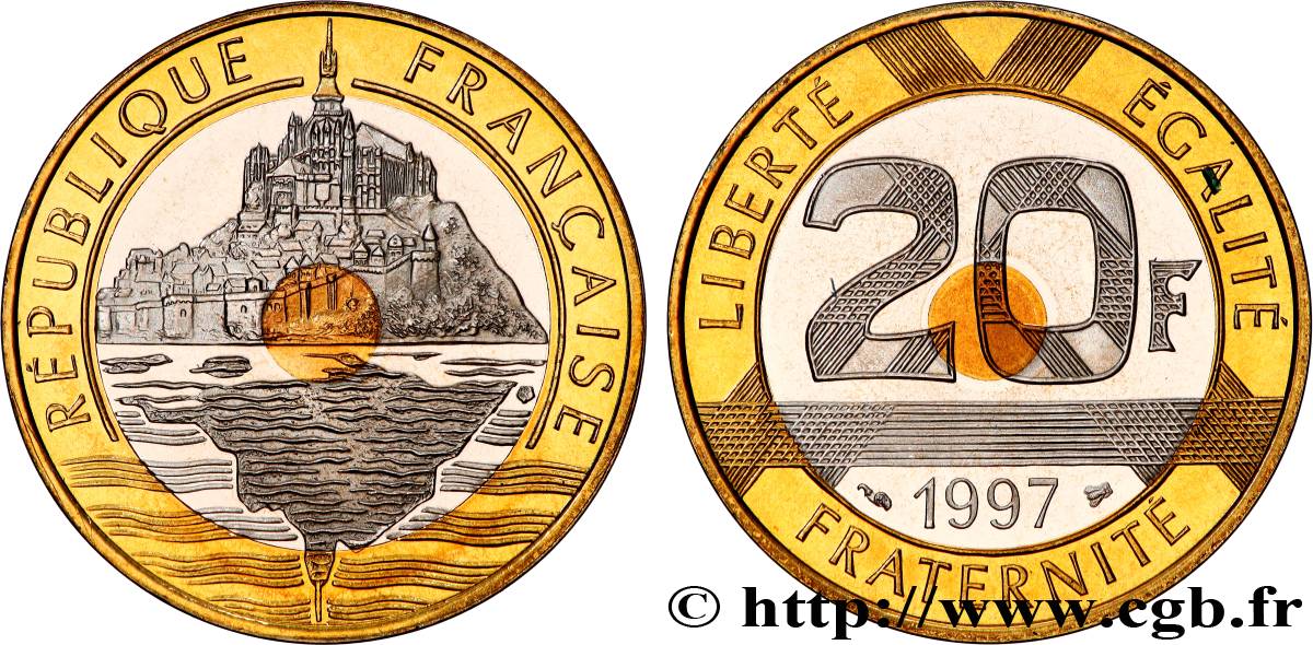 20 francs Mont Saint-Michel, BE (Belle Épreuve) 1997 Pessac F.403/13 var. MS 