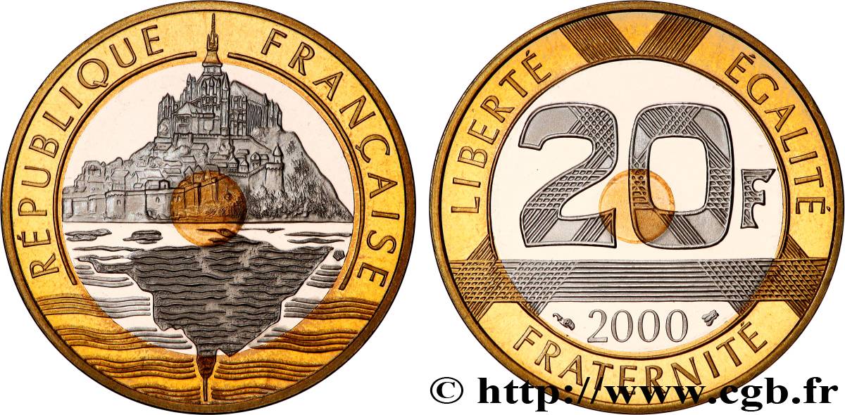 20 francs Mont Saint-Michel, BE (Belle Épreuve) 2000 Pessac F.403/16 var. MS 