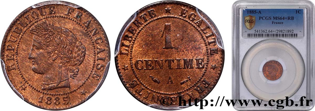 1 centime Cérès 1885 Paris F.104/12 SPL64 PCGS