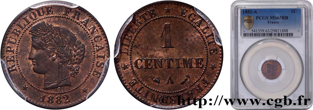 1 centime Cérès 1882 Paris F.104/10 fST63 PCGS