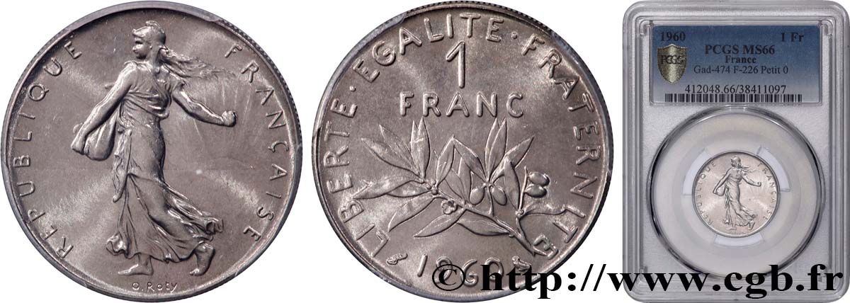 1 franc Semeuse, nickel 1960 Paris F.226/4 MS66 PCGS