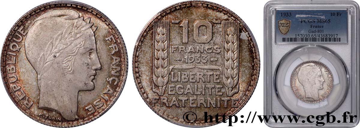 10 francs Turin 1933  F.360/6 FDC65 PCGS