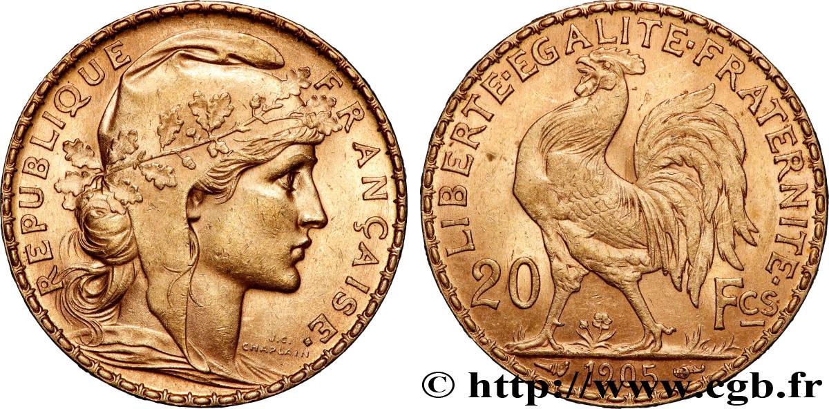 20 francs or Coq, Dieu protège la France 1905 Paris F.534/10 SUP 
