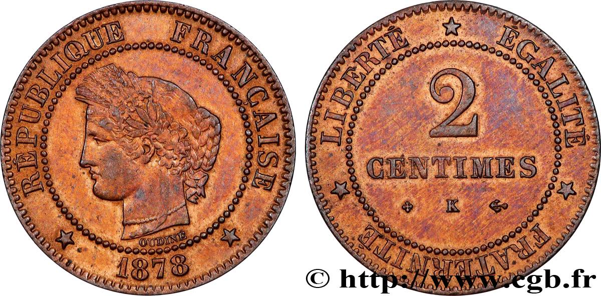 2 centimes Cérès 1878 Bordeaux F.109/4 TTB+ 