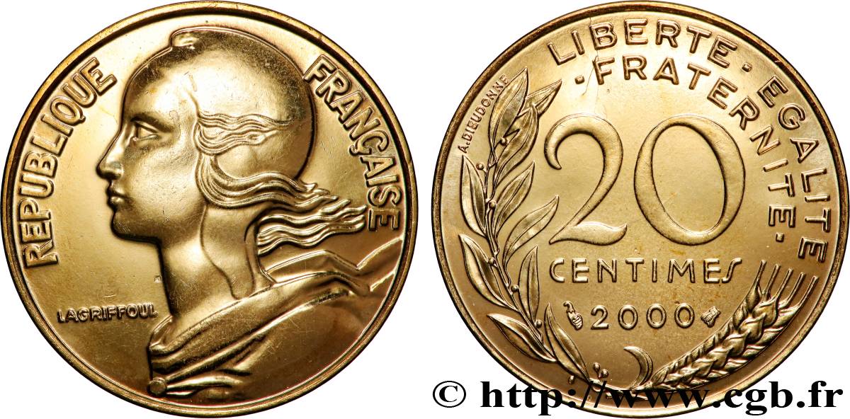 20 centimes Marianne, Brillant Universel 2000 Pessac F.156/45 MS 
