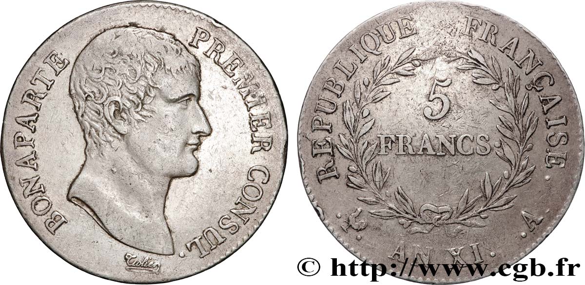 5 francs Bonaparte Premier Consul 1803 Paris F.301/1 TTB 