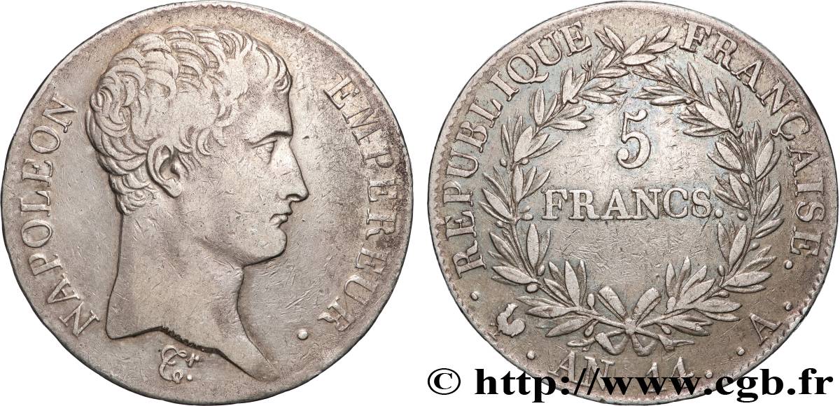 5 francs Napoléon Empereur, Calendrier révolutionnaire 1805 Paris F.303/19 VF 