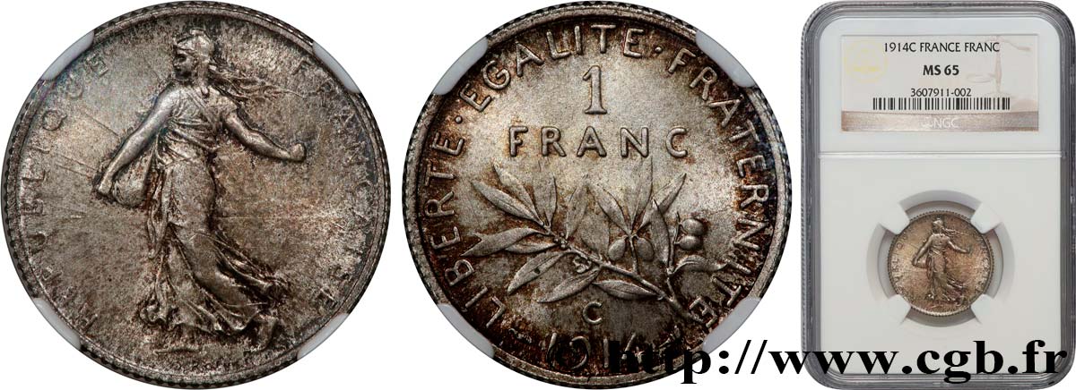 1 franc Semeuse 1914 Castelsarrasin F.217/20 MS65 NGC