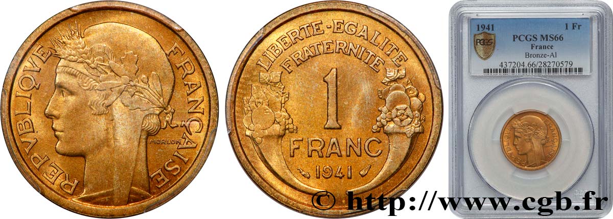 1 franc Morlon 1941 Paris F.219/12 MS66 PCGS