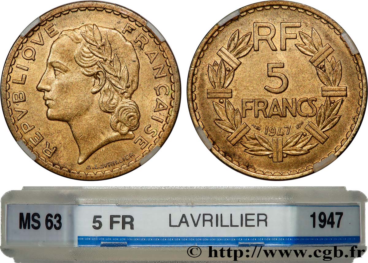 5 francs Lavrillier, bronze-aluminium 1947  F.337/9 SPL63 GENI