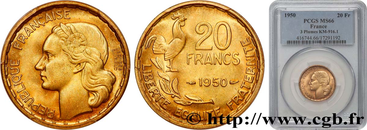 20 francs Georges Guiraud 1950  F.401/1 MS66 PCGS