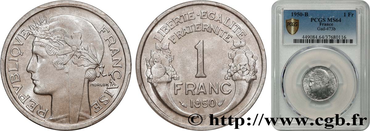 1 franc Morlon, légère 1950 Beaumont-Le-Roger F.221/18 MS64 PCGS