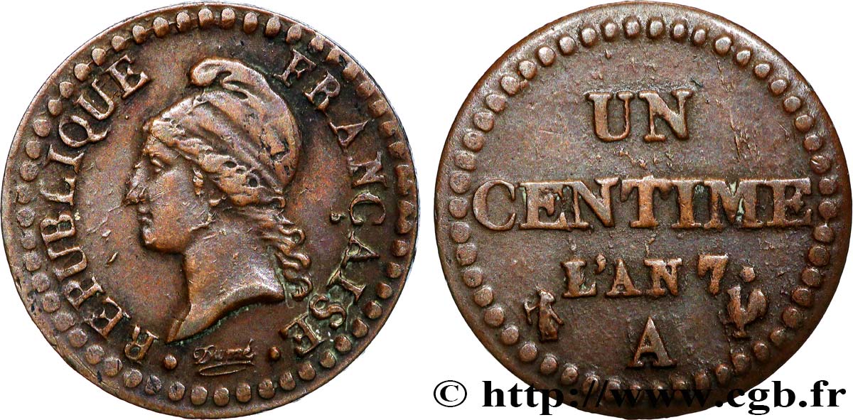 Un centime Dupré, grand 7 1799 Paris F.100/16 MBC 