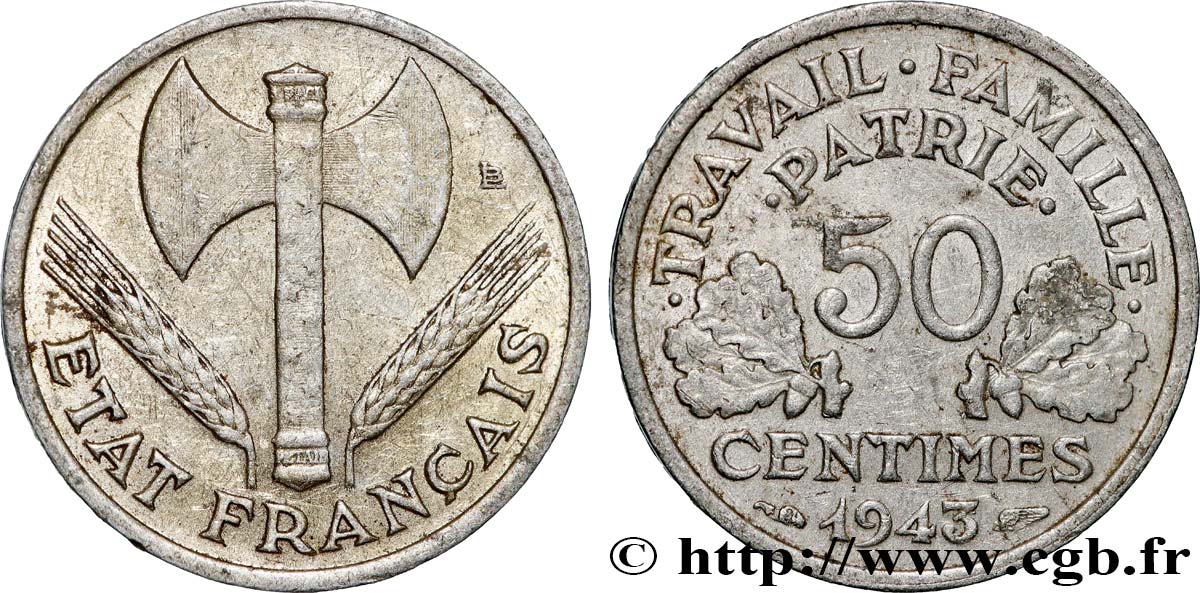 50 centimes Francisque, lourde 1943  F.195/4 VF 