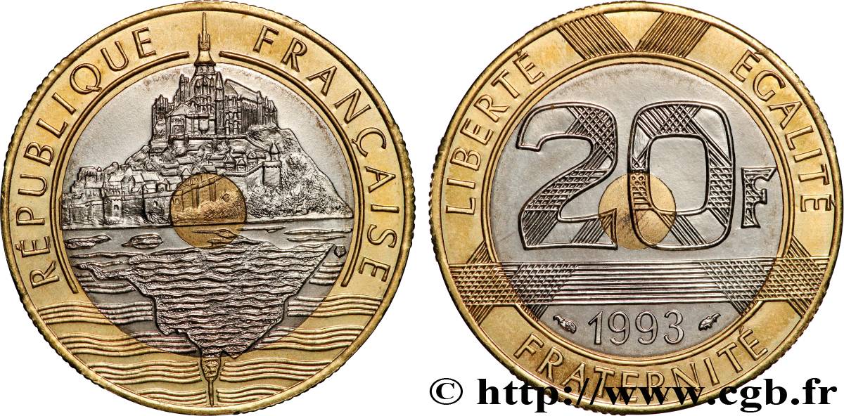 20 francs Mont Saint-Michel BU (Brillant Universel), frappe médaille 1993 Pessac F.403/8 MS 