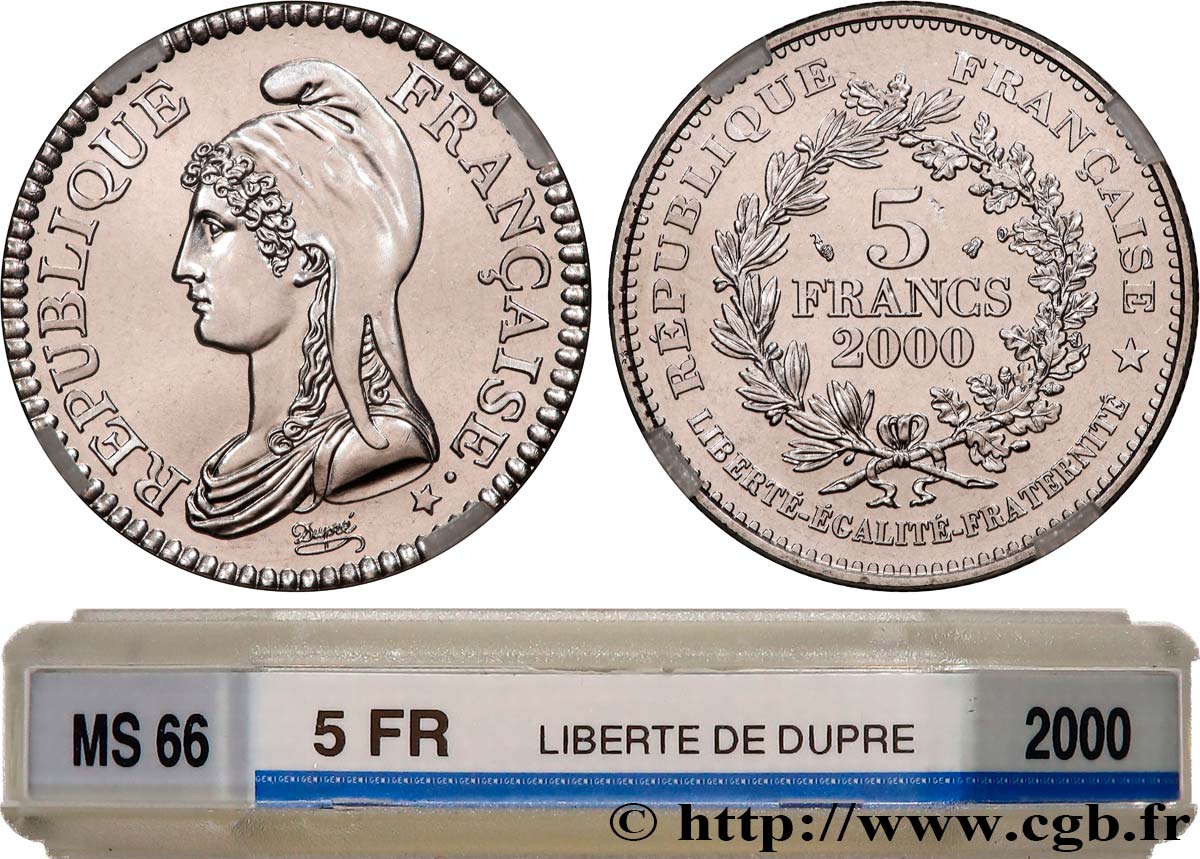 5 francs La Liberté de Dupré 2000 Paris F.353/1 FDC66 GENI