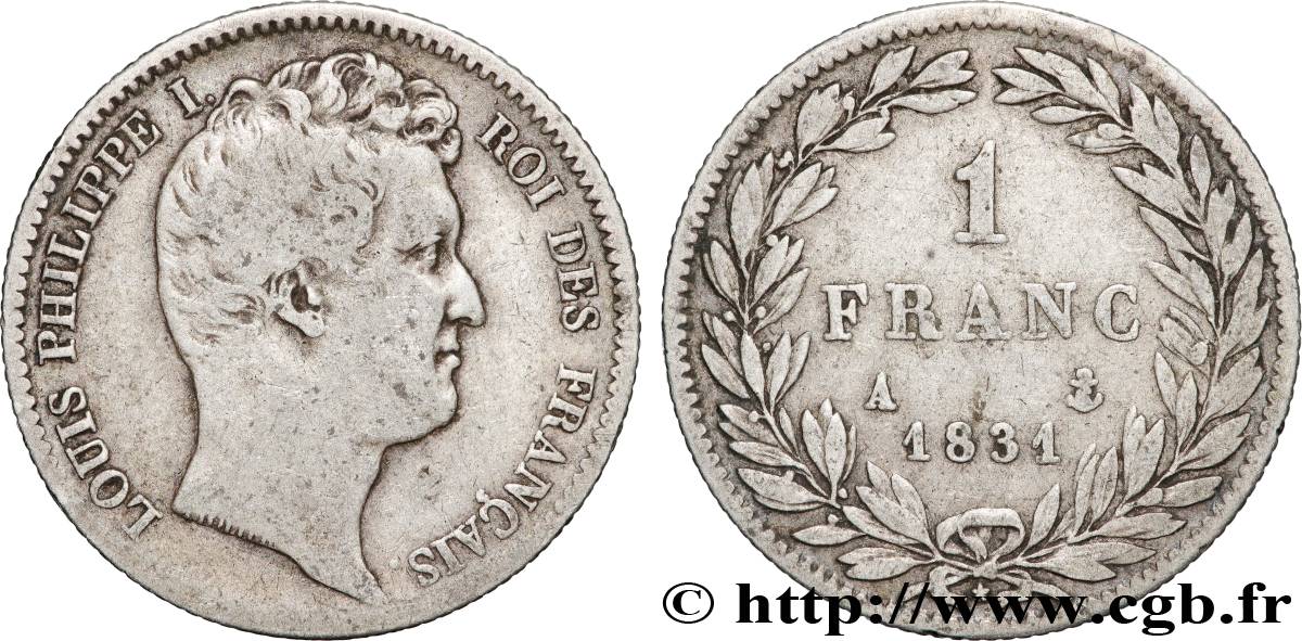 1 franc Louis-Philippe, tête nue 1831 Paris F.209/1 TB 