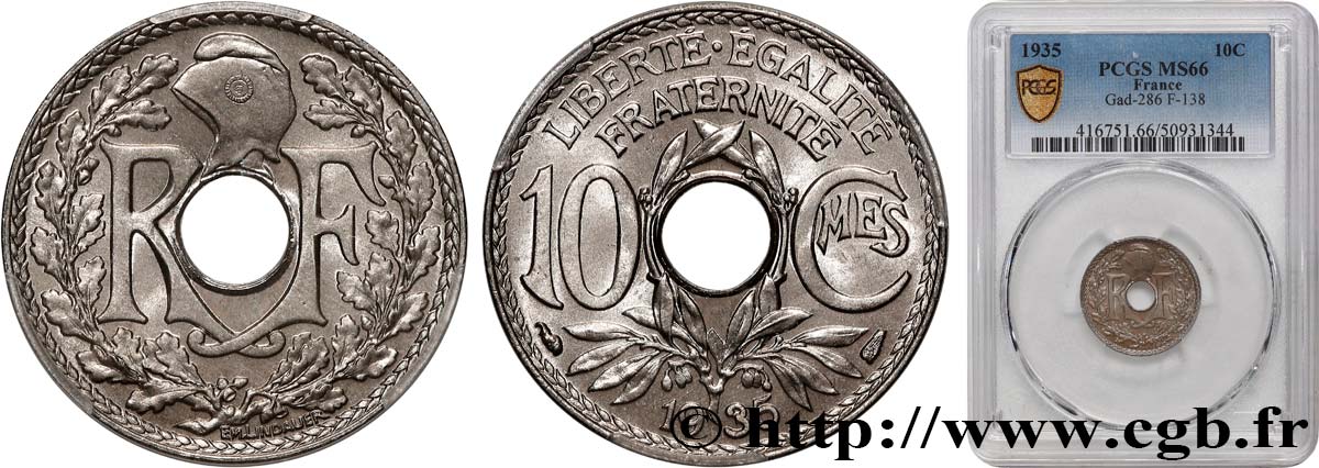 10 centimes Lindauer 1935  F.138/22 FDC66 PCGS