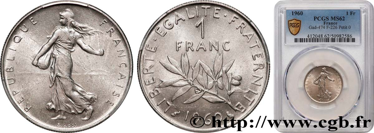 1 franc Semeuse, nickel 1960 Paris F.226/4 MS62 PCGS