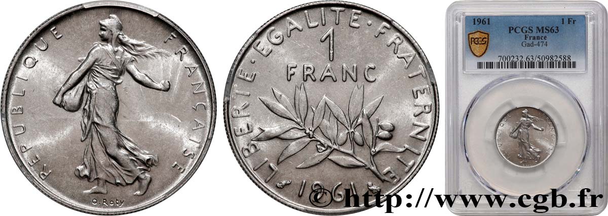 1 franc Semeuse, nickel 1961 Paris F.226/6 SPL63 PCGS