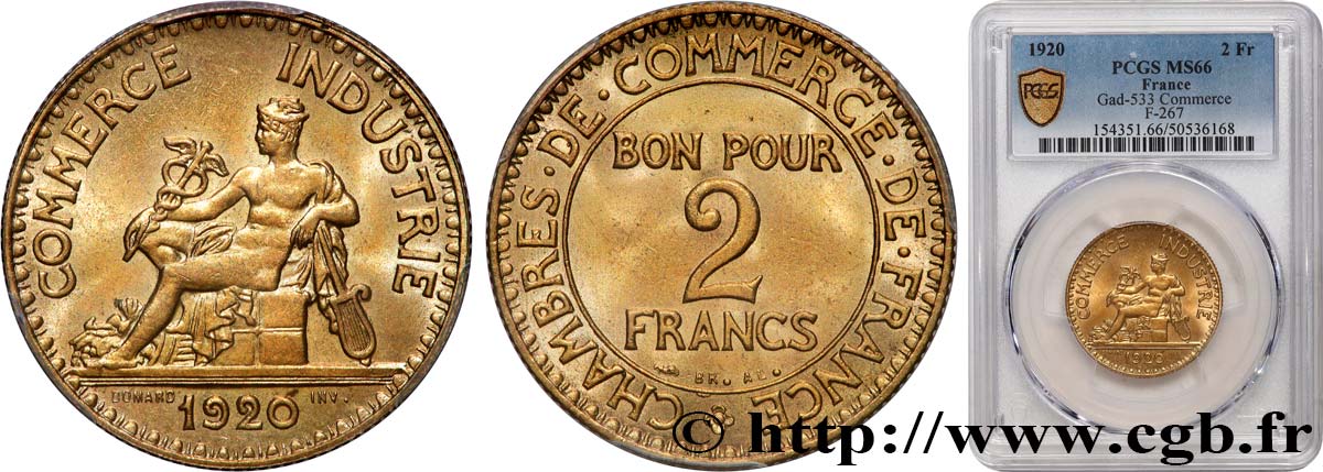 2 francs Chambres de Commerce 1920  F.267/2 FDC66 PCGS