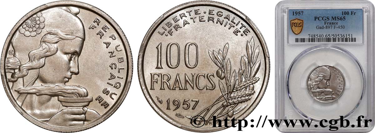 100 francs Cochet 1957  F.450/10 FDC65 PCGS