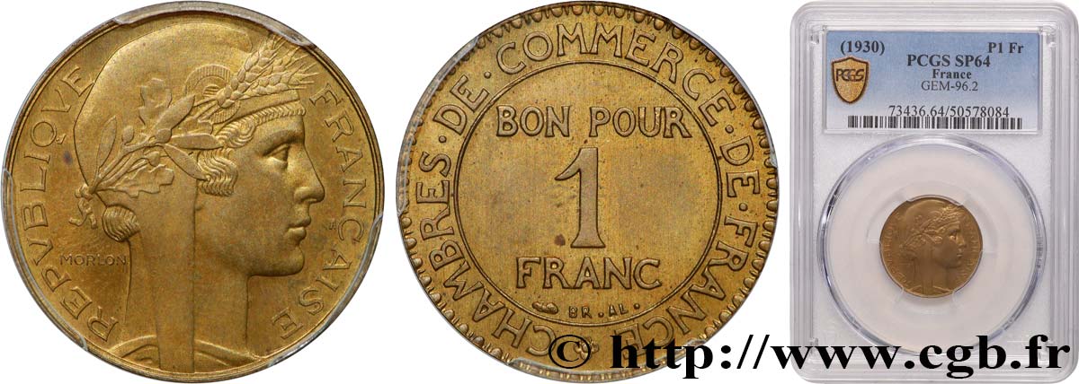 Essai de 1 franc hybride Morlon / Chambres de commerce en bronze-aluminium n.d.  GEM.96 2 SPL64 PCGS