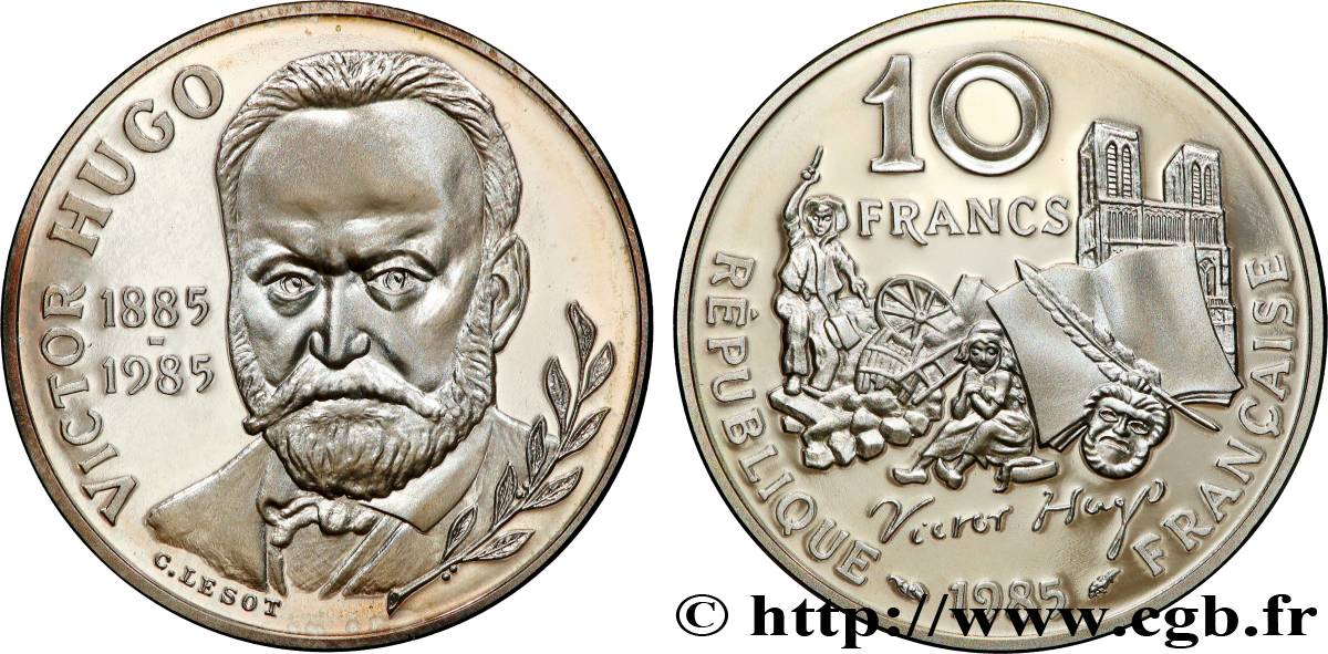 Belle Épreuve 10 francs - Victor Hugo 1985  F.1300 1 MS 