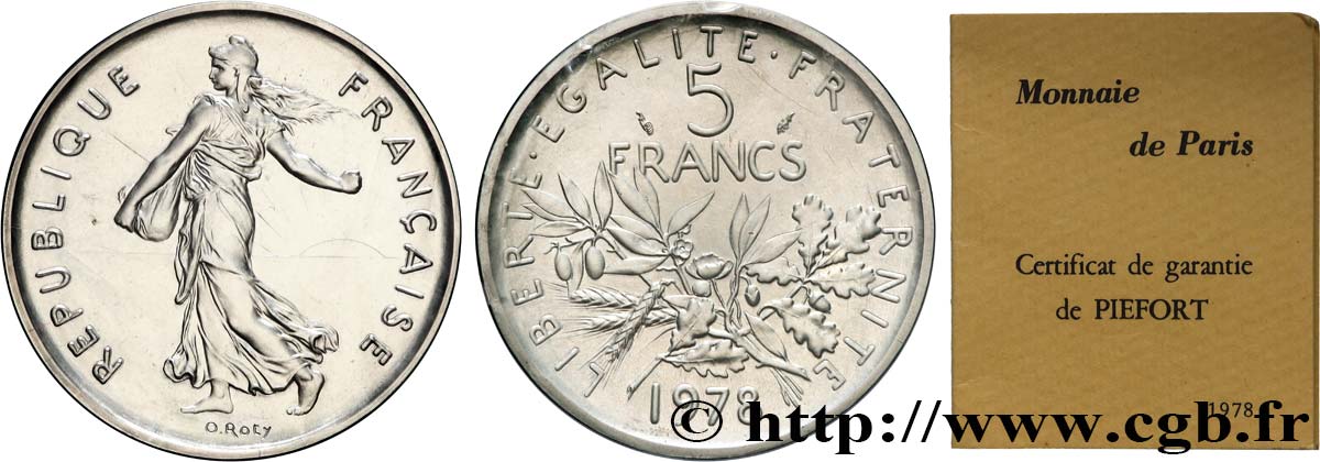 Piéfort Argent de 5 francs Semeuse 1978 Pessac GEM.154 P2 ST 