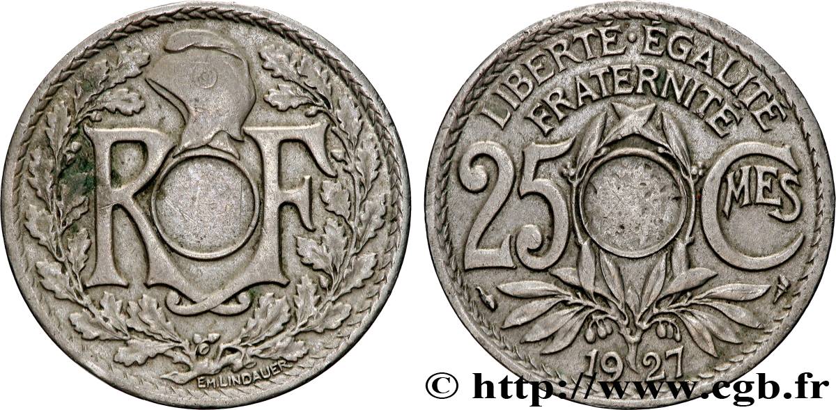 25 centimes Lindauer, non perforée 1927  F.171/11 var. TTB+ 