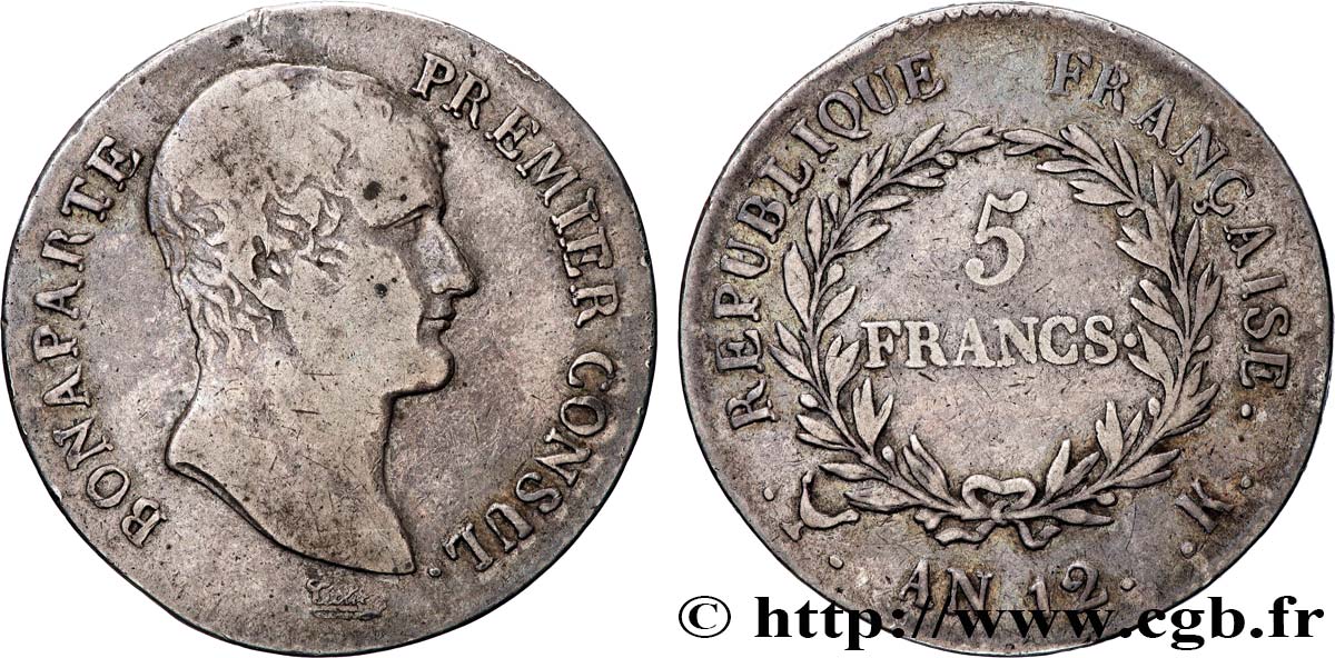 5 francs Bonaparte Premier Consul 1804 Bordeaux F.301/17 MB 
