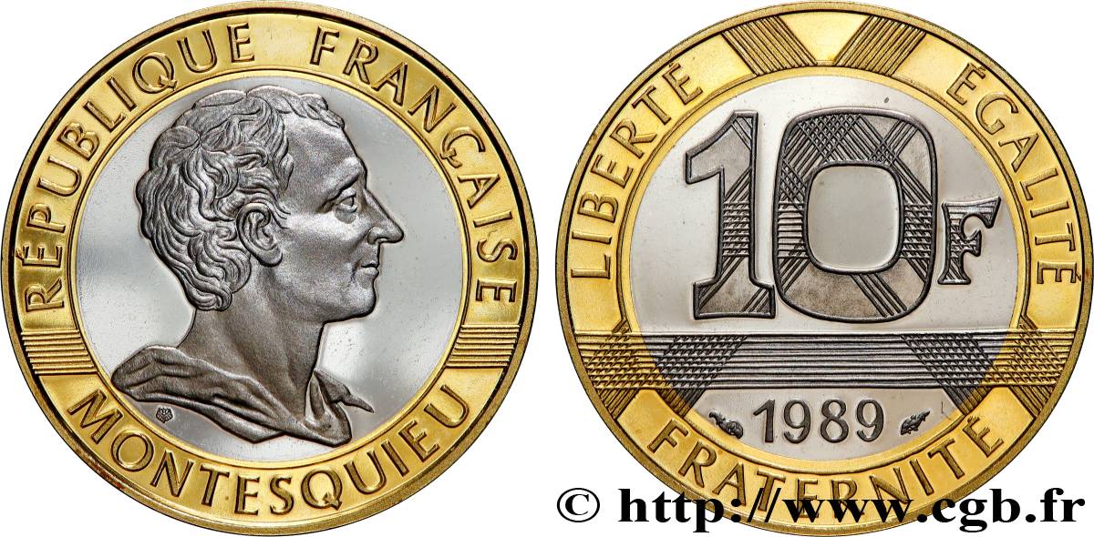 Belle Épreuve Or 10 francs Montesquieu 1989  F5.1305 3 MS 