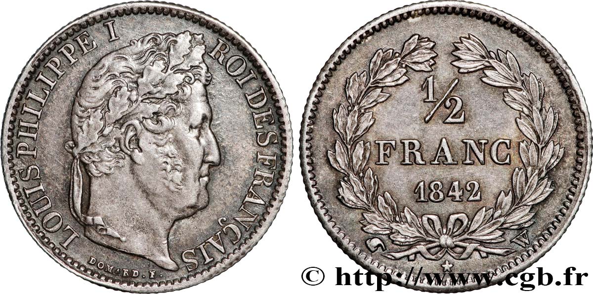 1/2 franc Louis-Philippe 1842 Lille F.182/98 SUP 