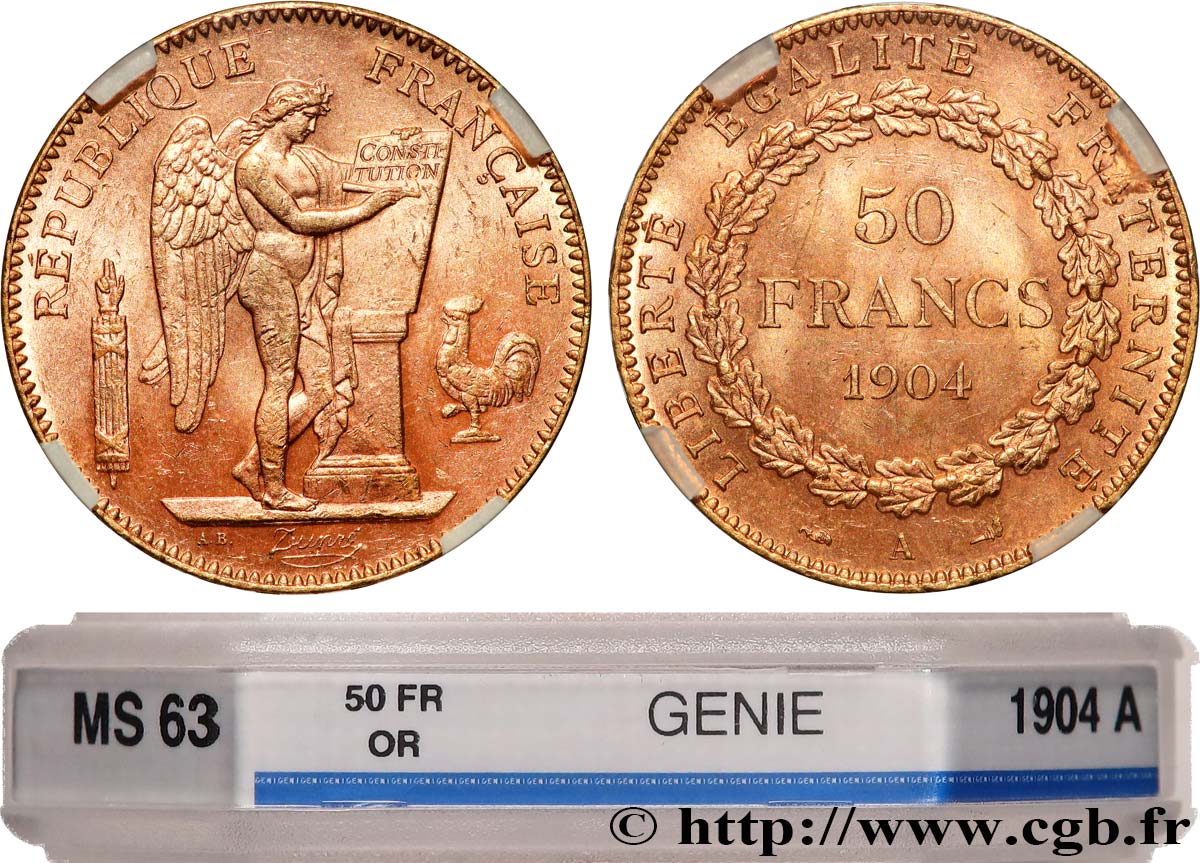 50 francs or Génie 1904 Paris F.549/6 SPL63 GENI