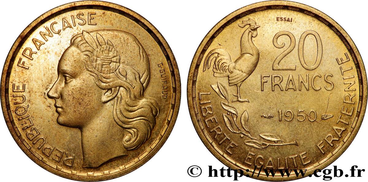 Essai de 20 francs G. Guiraud 1950 Paris F.402/1 SPL 