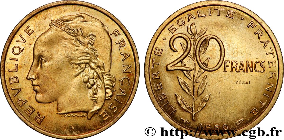 Essai du concours de 20 francs par Guzman 1950 Paris GEM.207 2 SPL64 