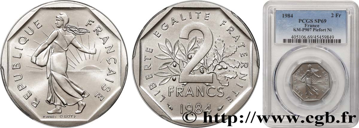 Piéfort Nickel de 2 francs Semeuse 1984 Pessac GEM.123 P1 FDC69 PCGS