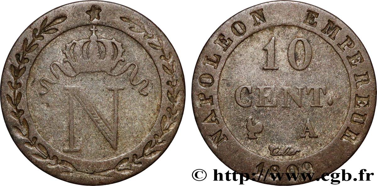 10 cent. à l N couronnée 1809 Paris F.130/10 TTB 