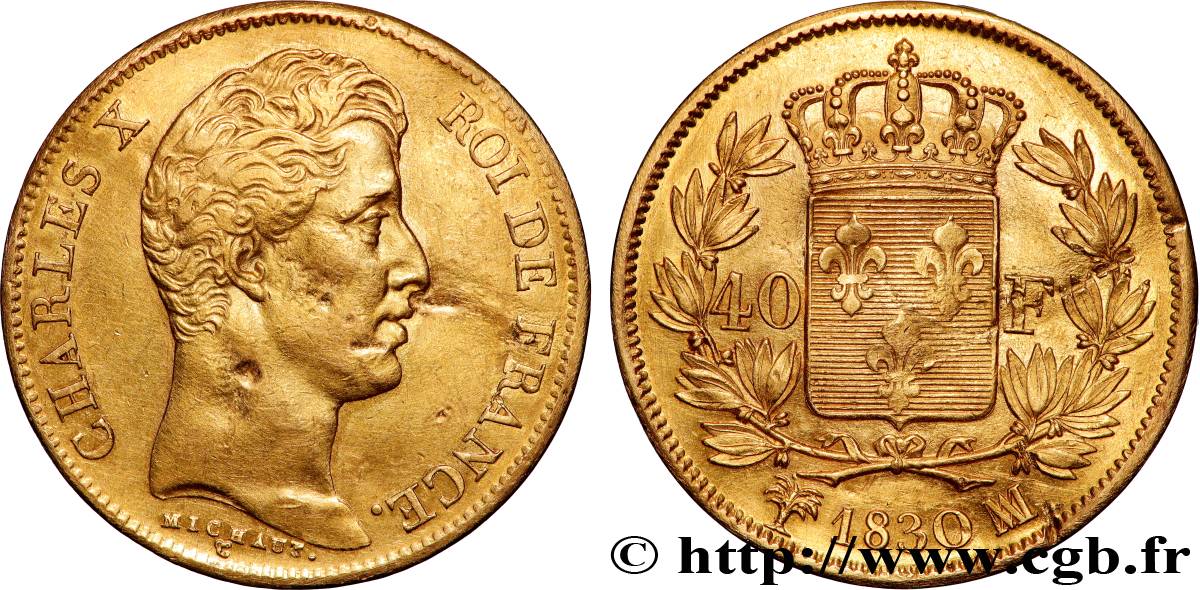 40 francs or Charles X, 2e type 1830 Marseille F.544/6 XF 